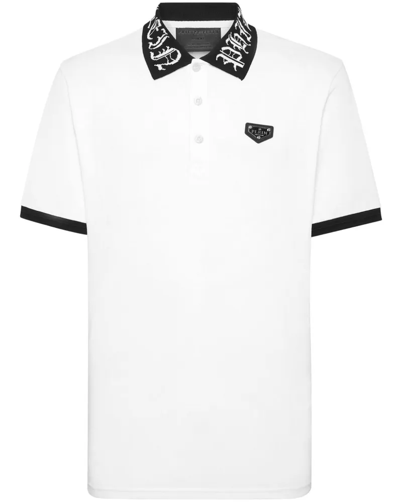 Philipp Plein Poloshirt mit Logo-Schild - Weiß Weiß