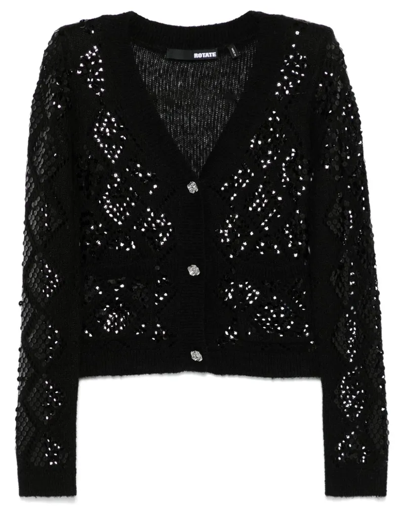 ROTATE Birger Christensen Cardigan mit Pailletten - Schwarz Schwarz