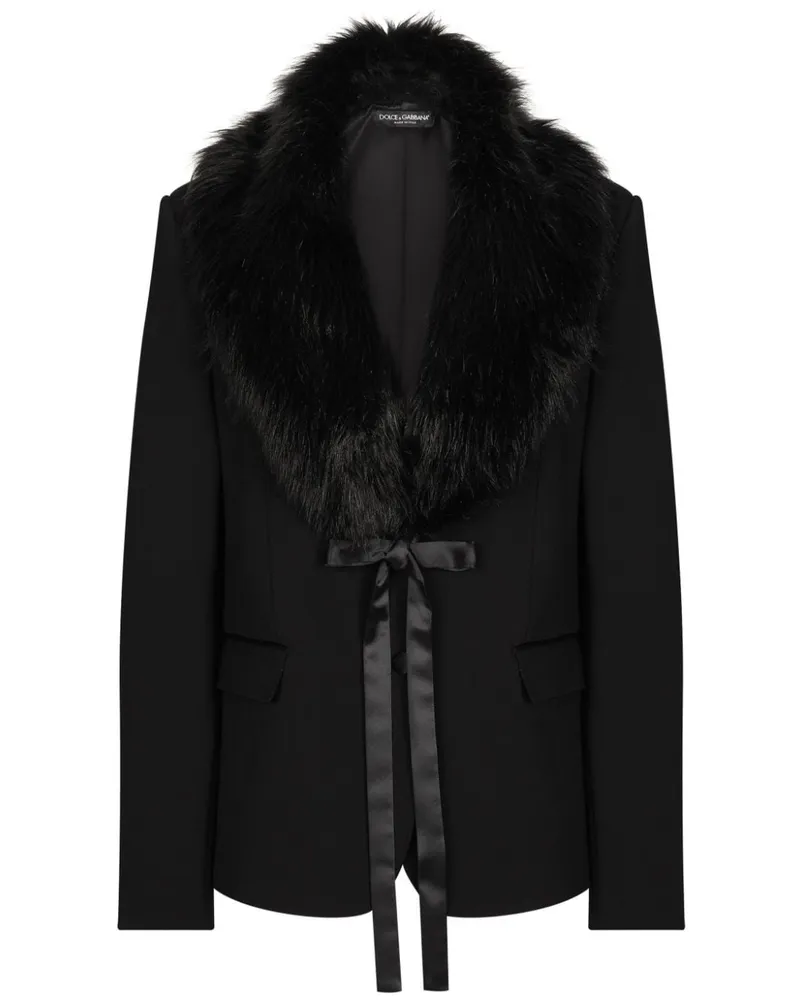 Dolce & Gabbana Blazer mit Kragen aus Faux Fur - Schwarz Schwarz