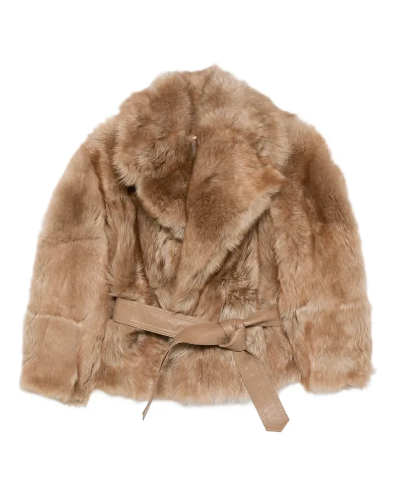 Zimmermann Valiant Shearling-Jacke mit Gürtel - Nude Nude