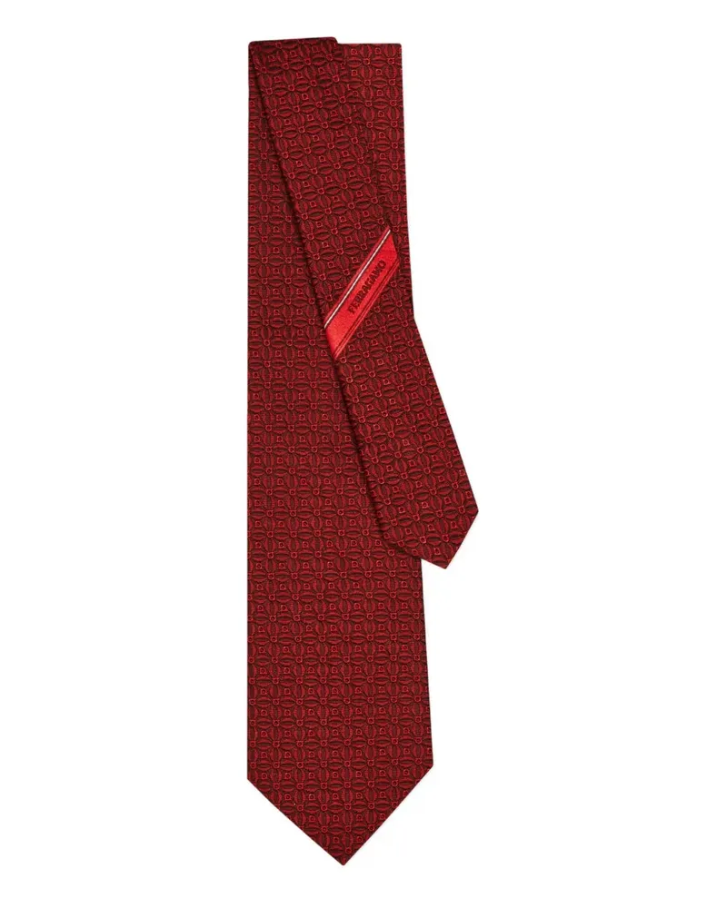 Ferragamo Jacquard-Krawatte mit Gancini-Print - Rot Rot