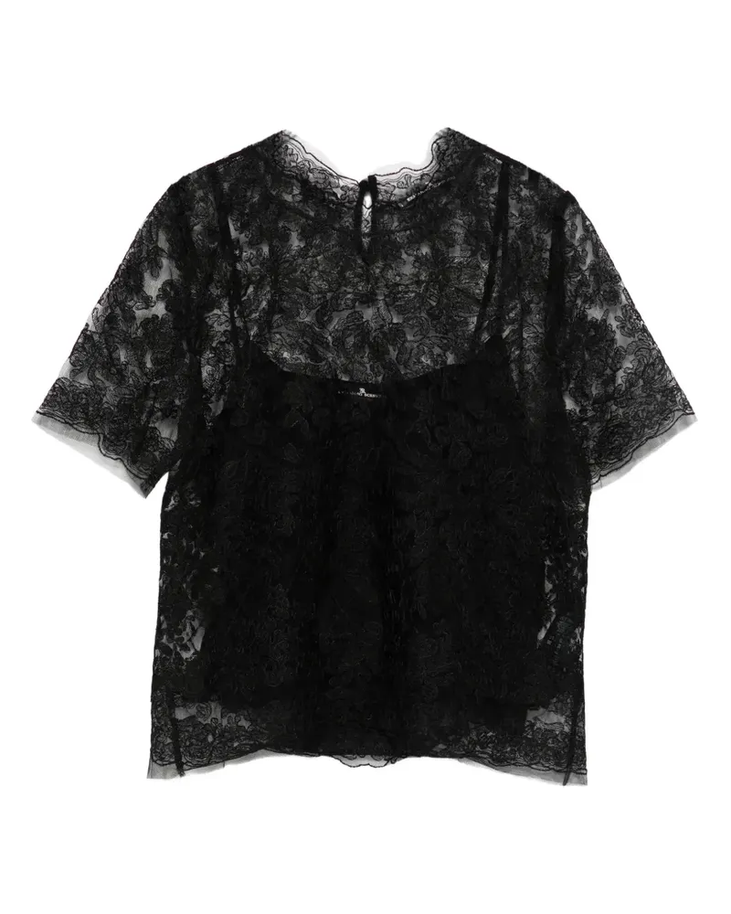 Ermanno Scervino Oberteil aus floraler Spitze - Schwarz Schwarz