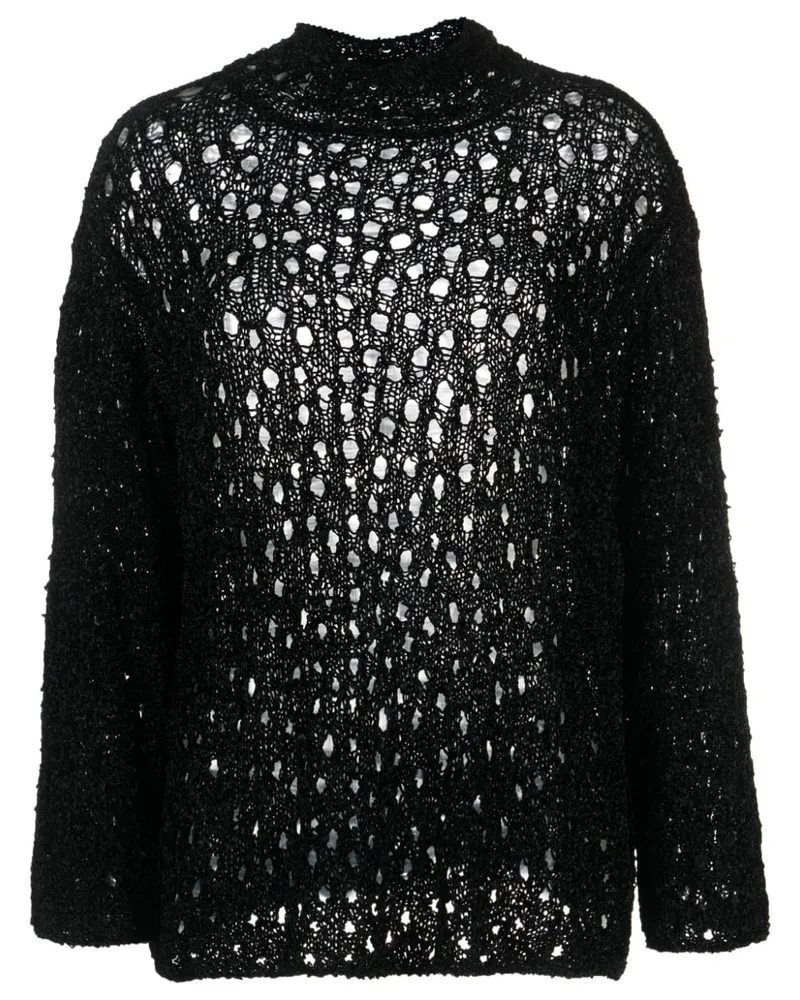 SSHEENA Pullover in Lochstrick Schwarz