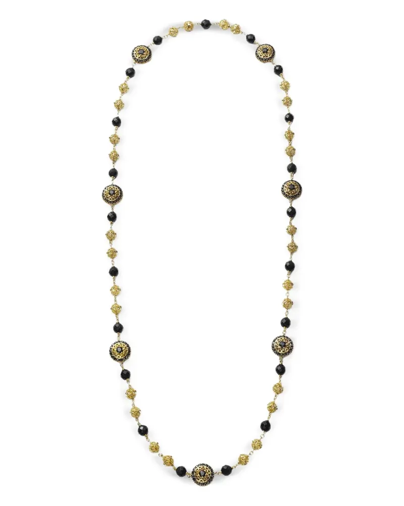 Dolce & Gabbana 18kt Sicily Gelbgoldhalskette mit schwarzen Saphiren und Jade Gold