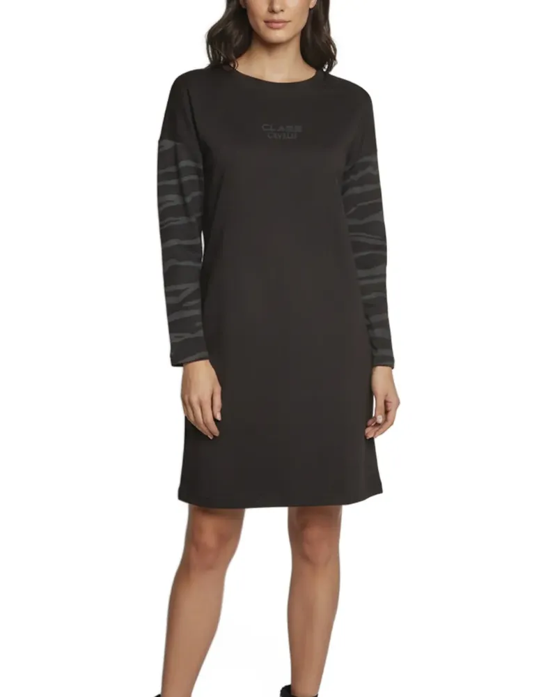 Roberto Cavalli zebra-print logo-print mini dress - Schwarz Schwarz