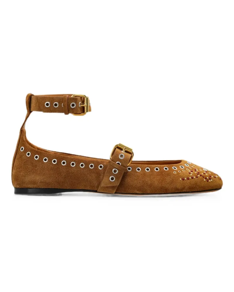 Isabel Marant Ylza eyelet-embellished ballet flats - Braun Braun