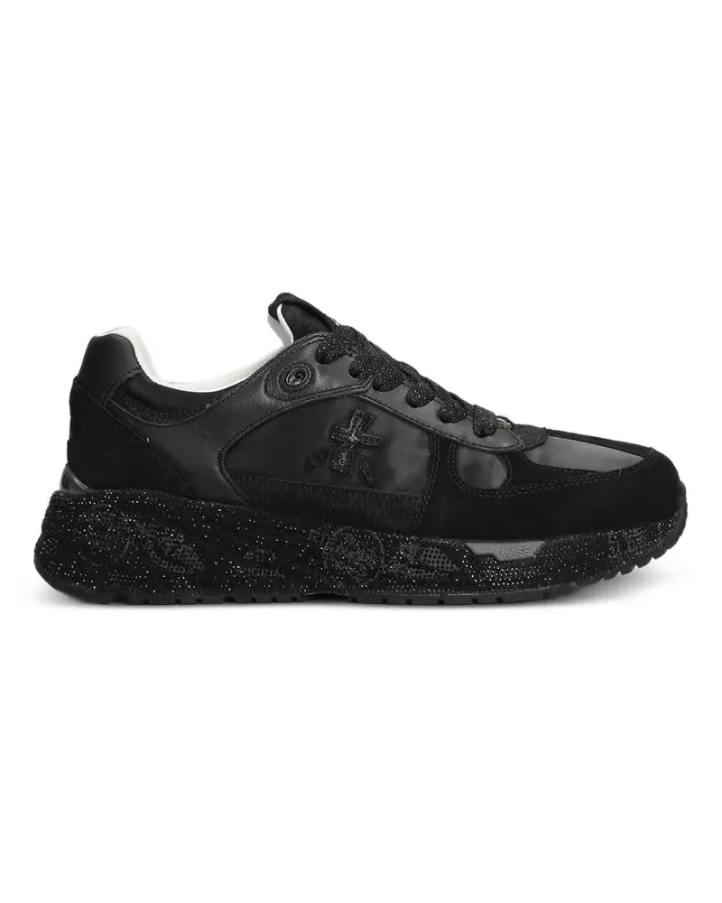 Premiata Mased Sneakers mit Kontrasteinsätzen - Schwarz Schwarz
