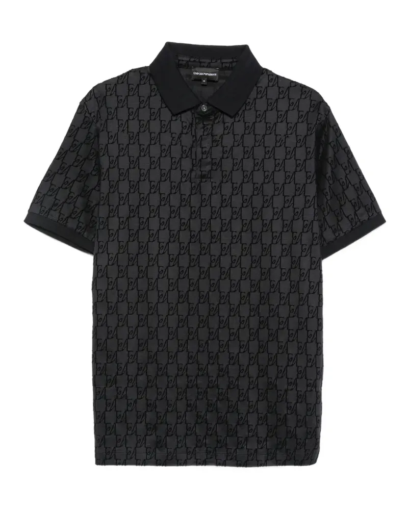 Emporio Armani logo-monogram short-sleeve polo shirt - Schwarz Schwarz