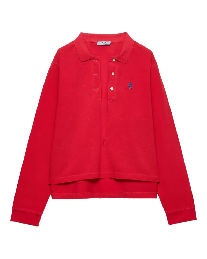 Prada long-sleeved cotton piqué polo shirt - Rot Rot
