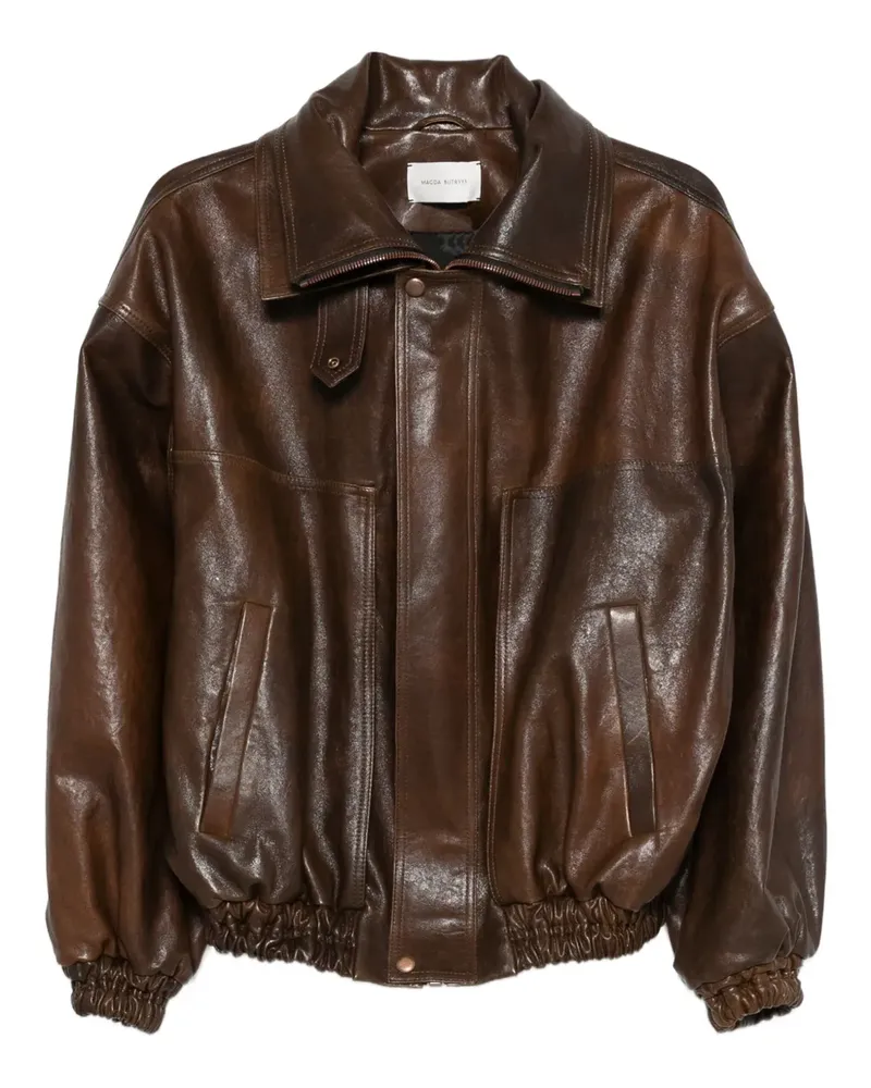 Magda Butrym Lederjacke mit Reißverschluss - Braun Braun