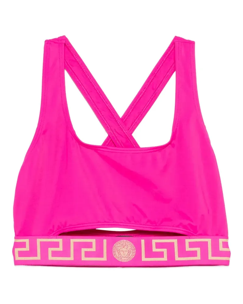 Versace cross strap logo band bikini top - Rosa Rosa