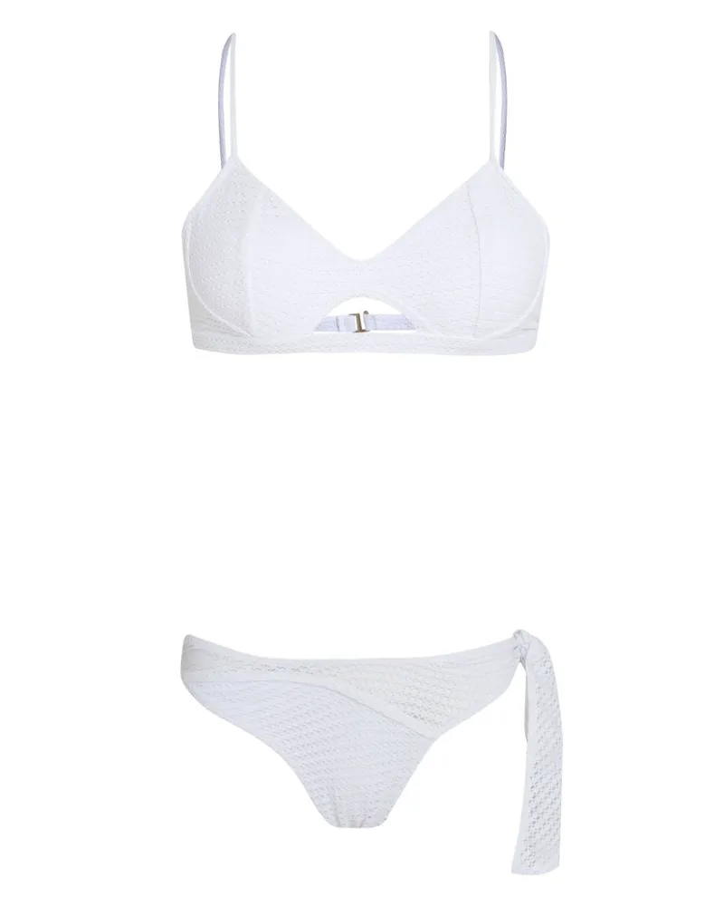 Amir Slama Bikini mit Lochmuster - Weiß Weiß