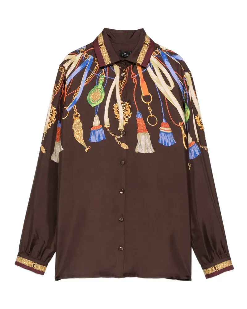 Etro Seidenhemd mit Quasten-Print - Braun Braun