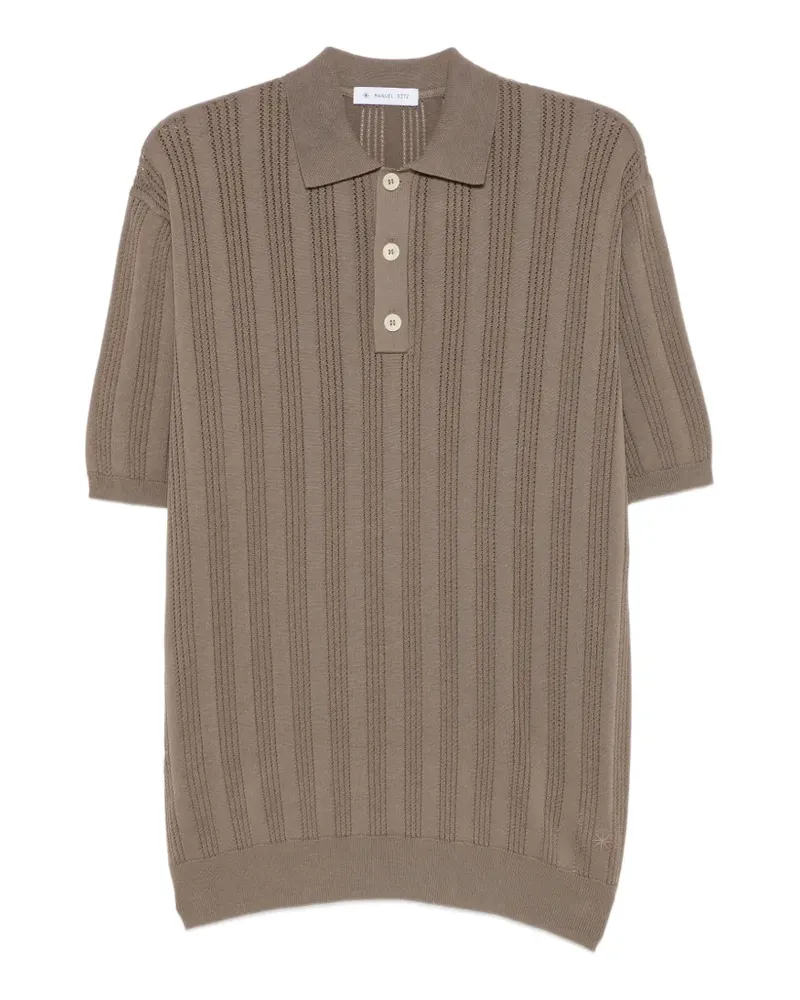 Manuel Ritz perforated ribbed-knit polo shirt - Braun Braun