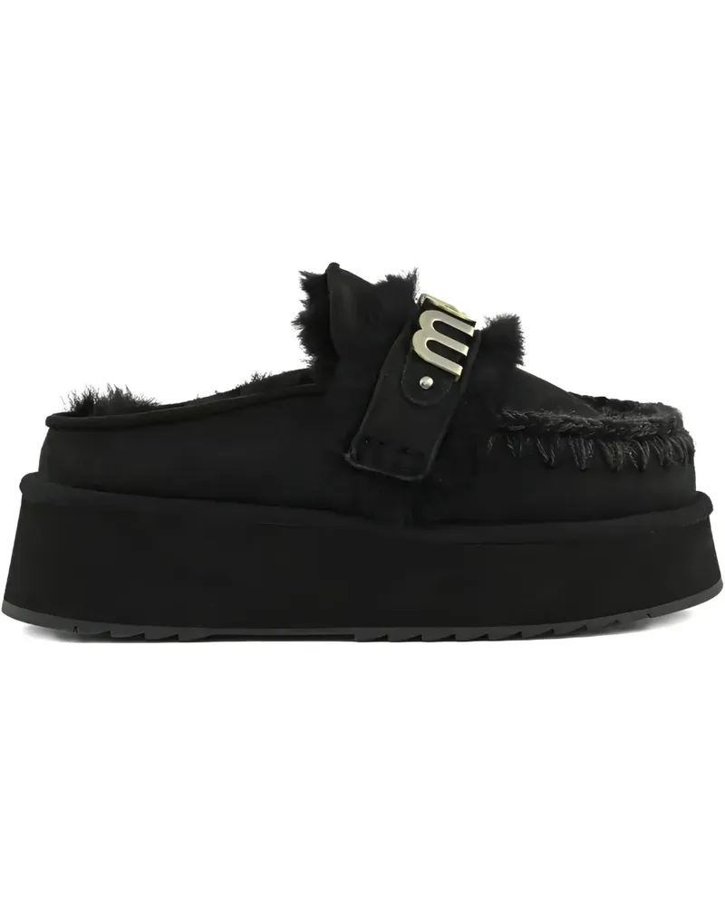 Mou Plateau-Mules mit Logo - Schwarz Schwarz