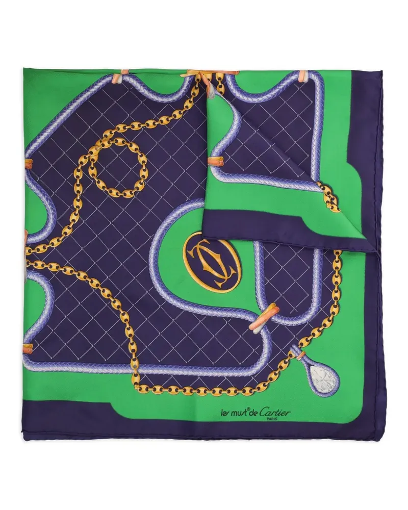 Cartier Chain Diamond Pattern Seidenschal - Blau Blau