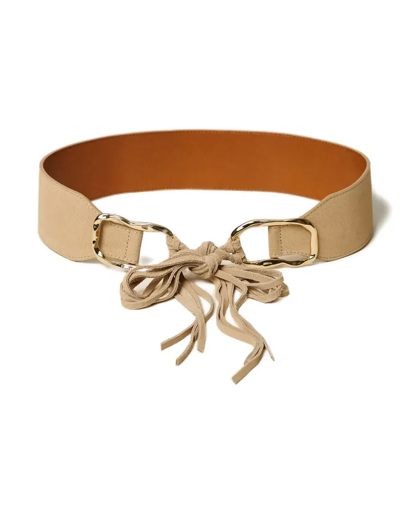 Twin-Set tie-fastening suede belt - Nude Nude