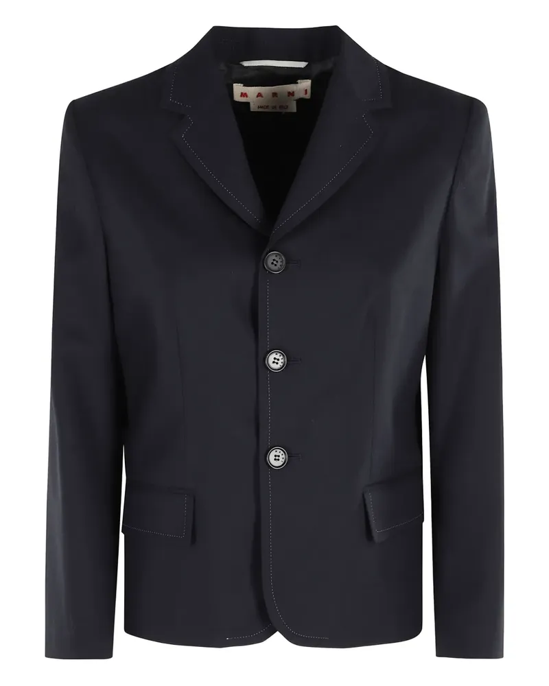 Marni Blazer mit fallendem Revers aus Schurwolle - Blau Blau