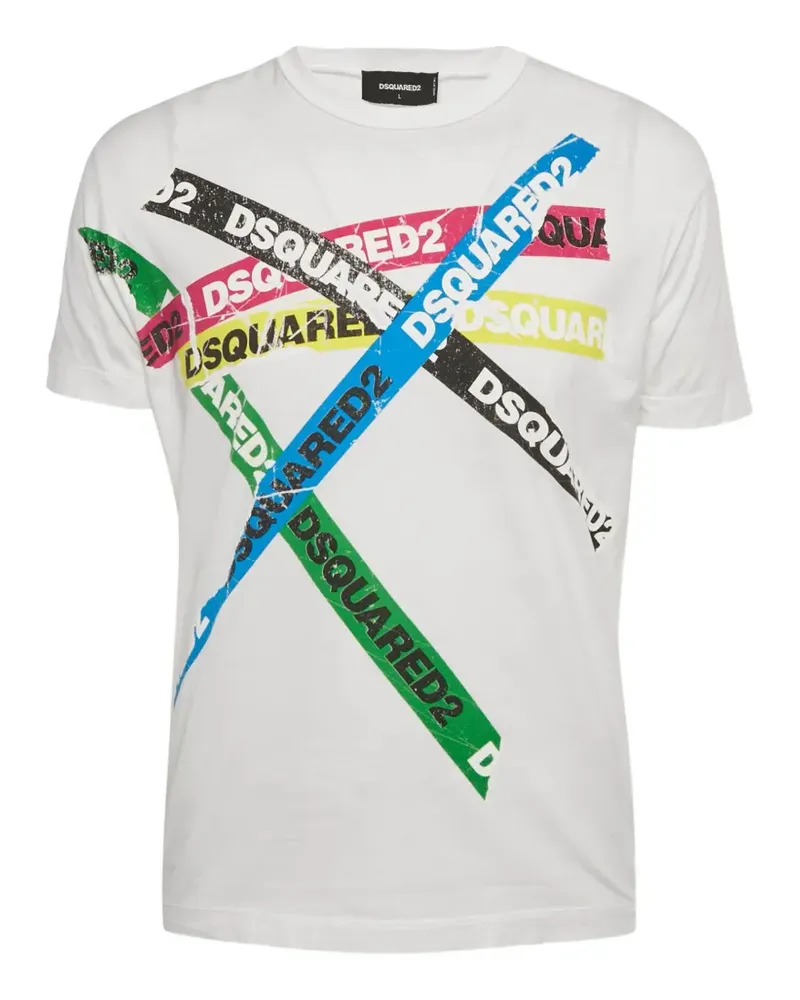 Dsquared2 T-Shirt mit Logo-Streifen - Weiß Weiß
