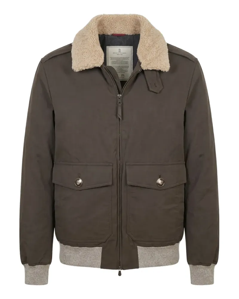 Brunello Cucinelli shearling-collar zip-up jacket - Braun Braun