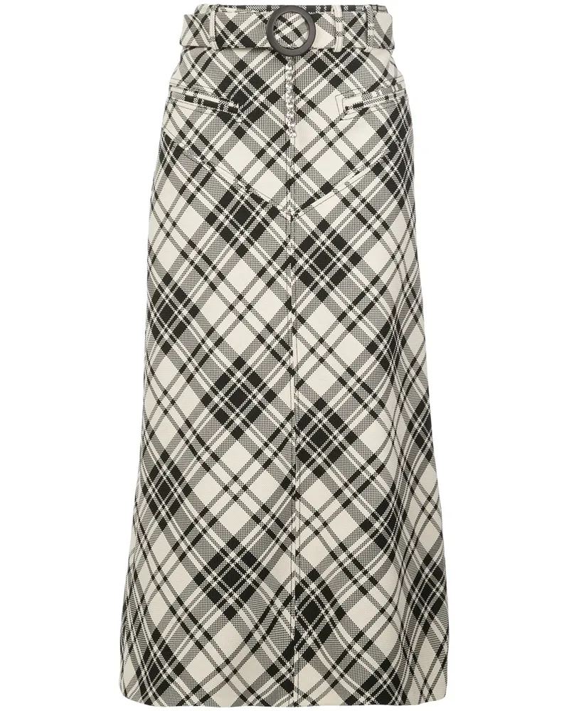 ELLERY Karierter Rock mit Gürtel - Schwarz Schwarz