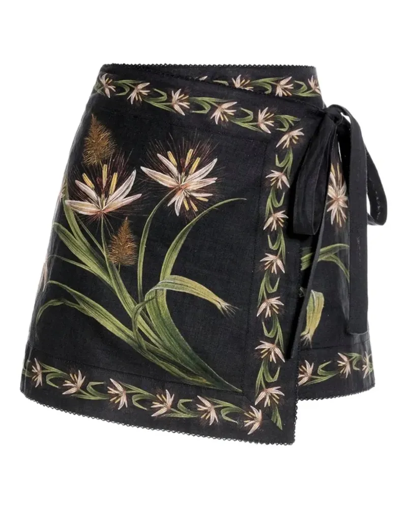 AGUA BENDITA Luna Azucar Minirock mit Blumenprint - Schwarz Schwarz
