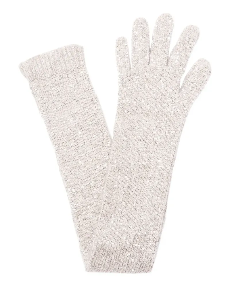 Brunello Cucinelli Handschuhe mit Paillettenverzierung - Silber Silber