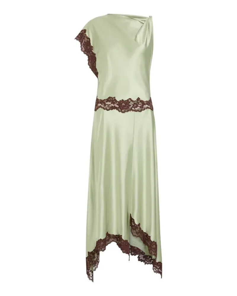 De La Vali Adriana lace-trim asymmetric dress - Grün Grün