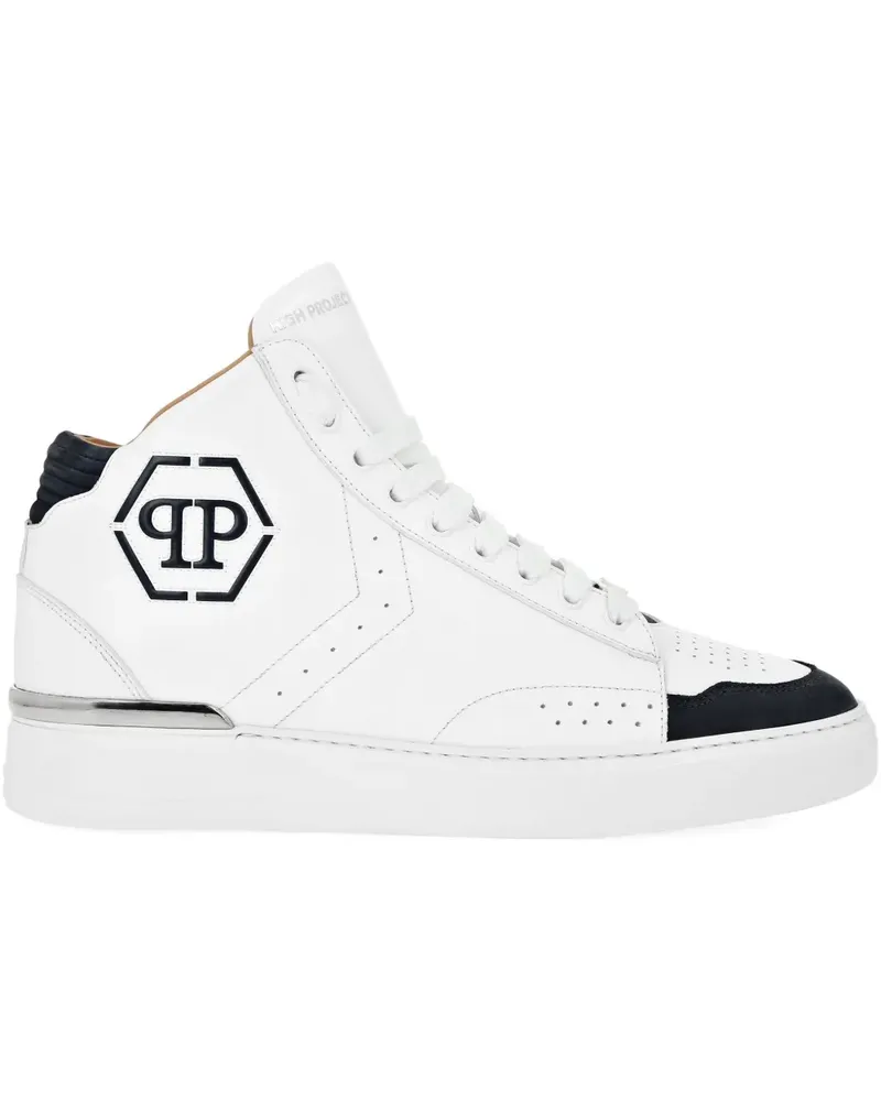 Philipp Plein High-Top-Sneakers aus Leder - Weiß Weiß
