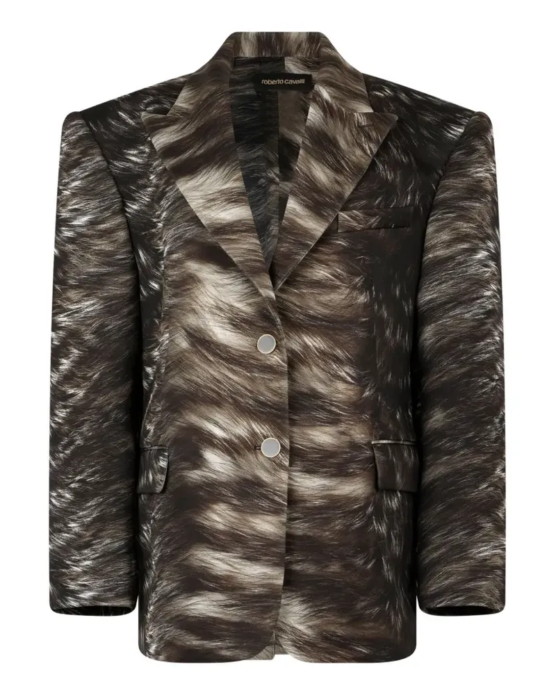 Roberto Cavalli Einreihige Jacke mit Pelzprint - Braun Braun