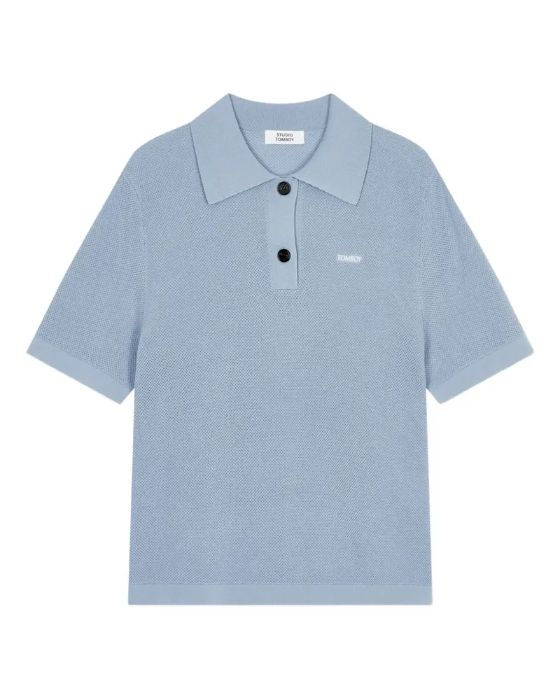 STUDIO TOMBOY Stricktop mit Poloshirtkragen - Blau Blau