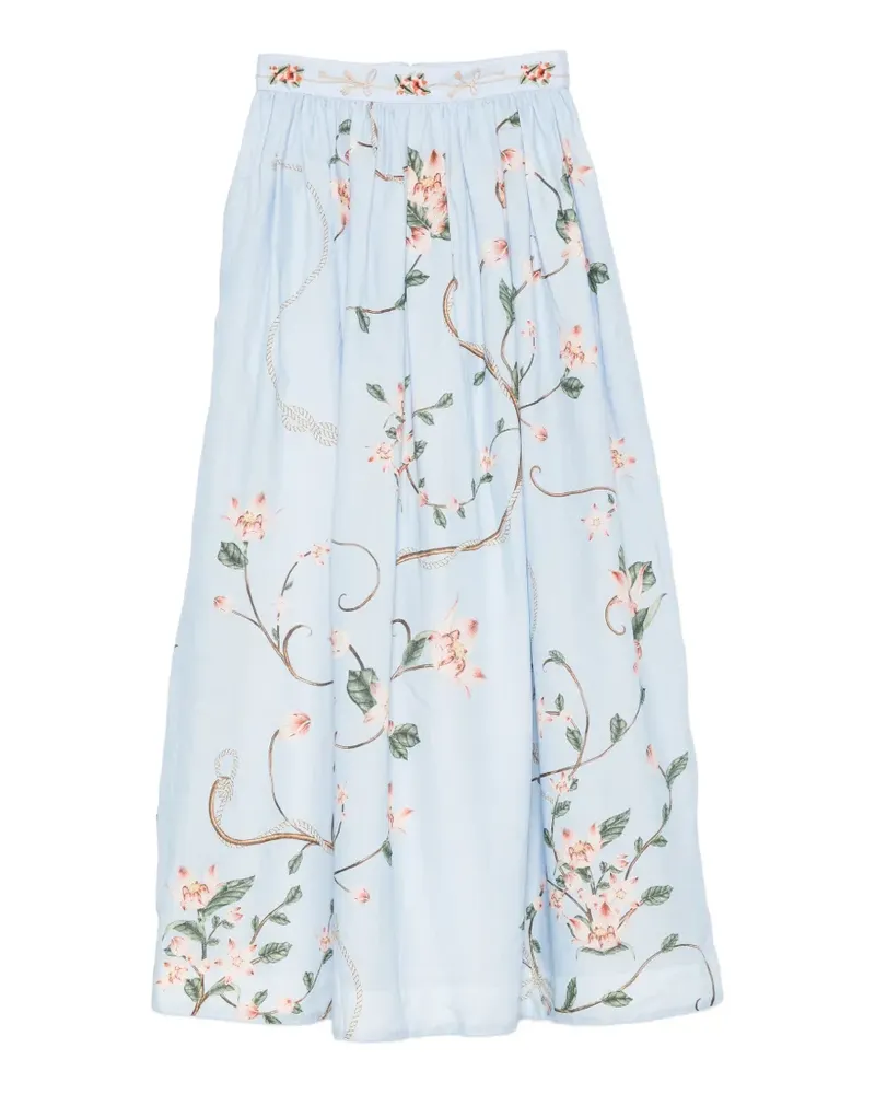 AGUA BENDITA Tangelo Navegante linen maxi skirt - Blau Blau