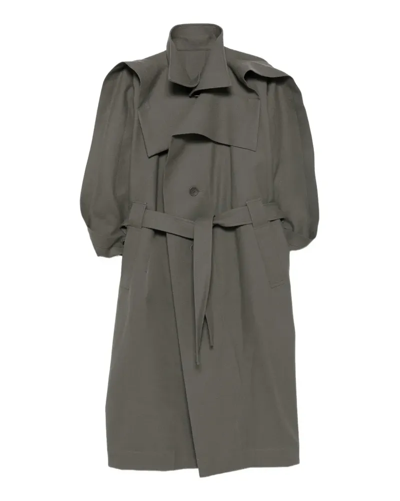 Issey Miyake Einreihiger Calligraph Mantel mit Gürtel - Grau Grau