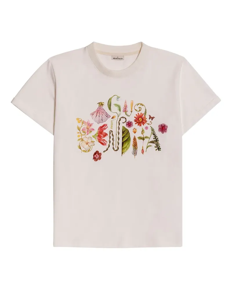 AGUA BENDITA Gea T-Shirt mit Blumen-Print - Weiß Weiß