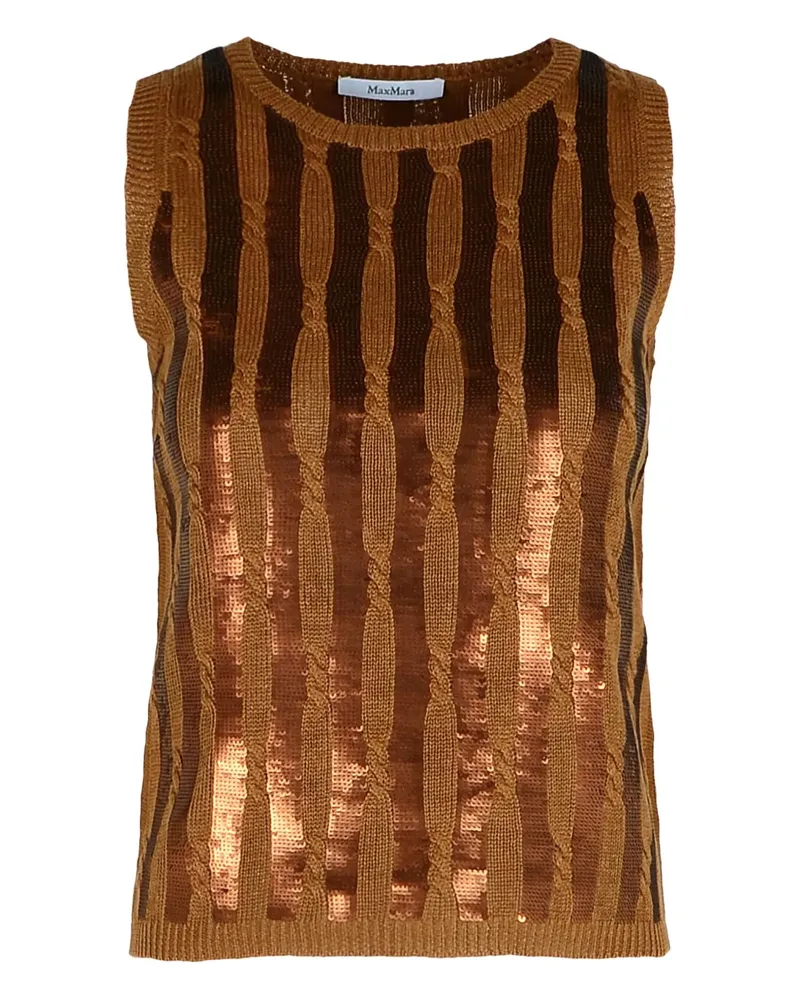 Max Mara Stricktop mit Pailletten - Braun Braun