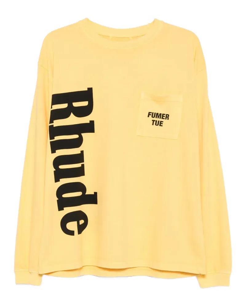 RHUDE T-Shirt mit Brusttasche - Gelb Gelb