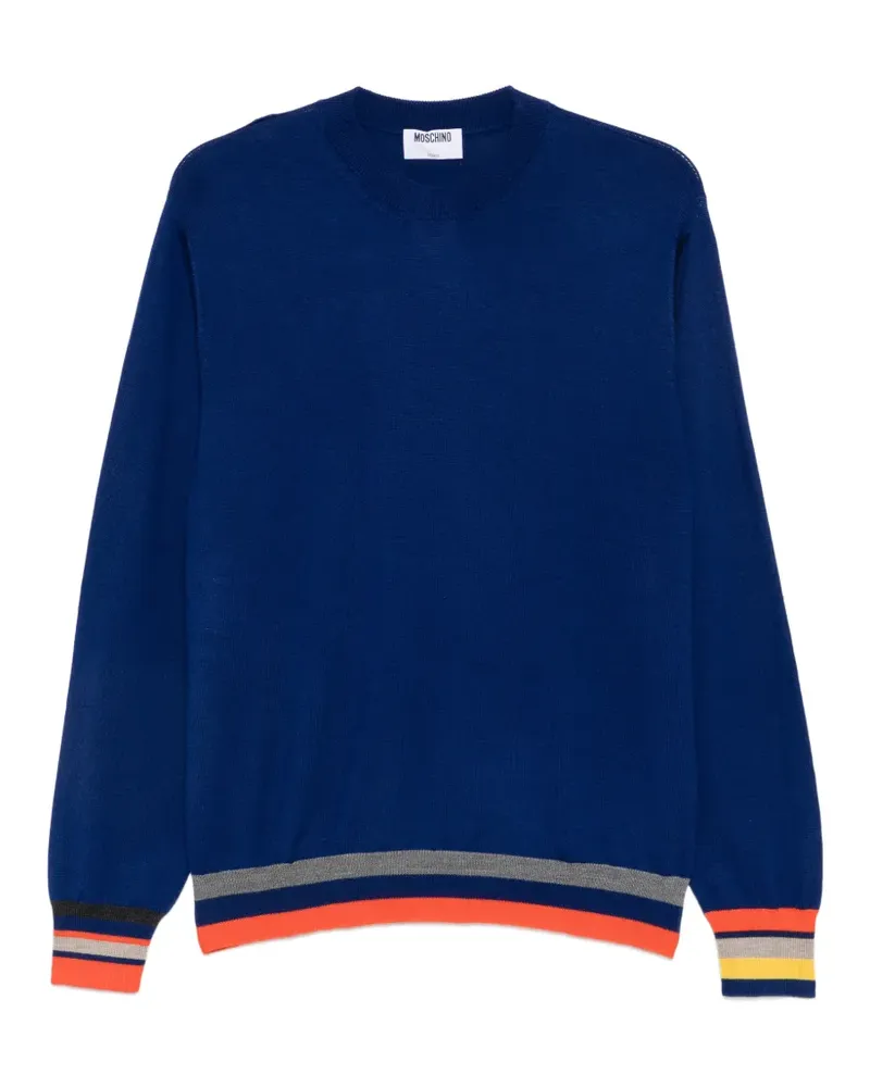 Moschino stripe-trim wool sweater - Blau Blau