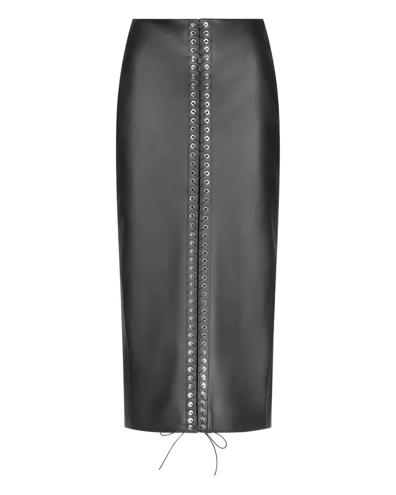 Ludovic de Saint Sernin lace-up leather pencil midi skirt - Schwarz Schwarz