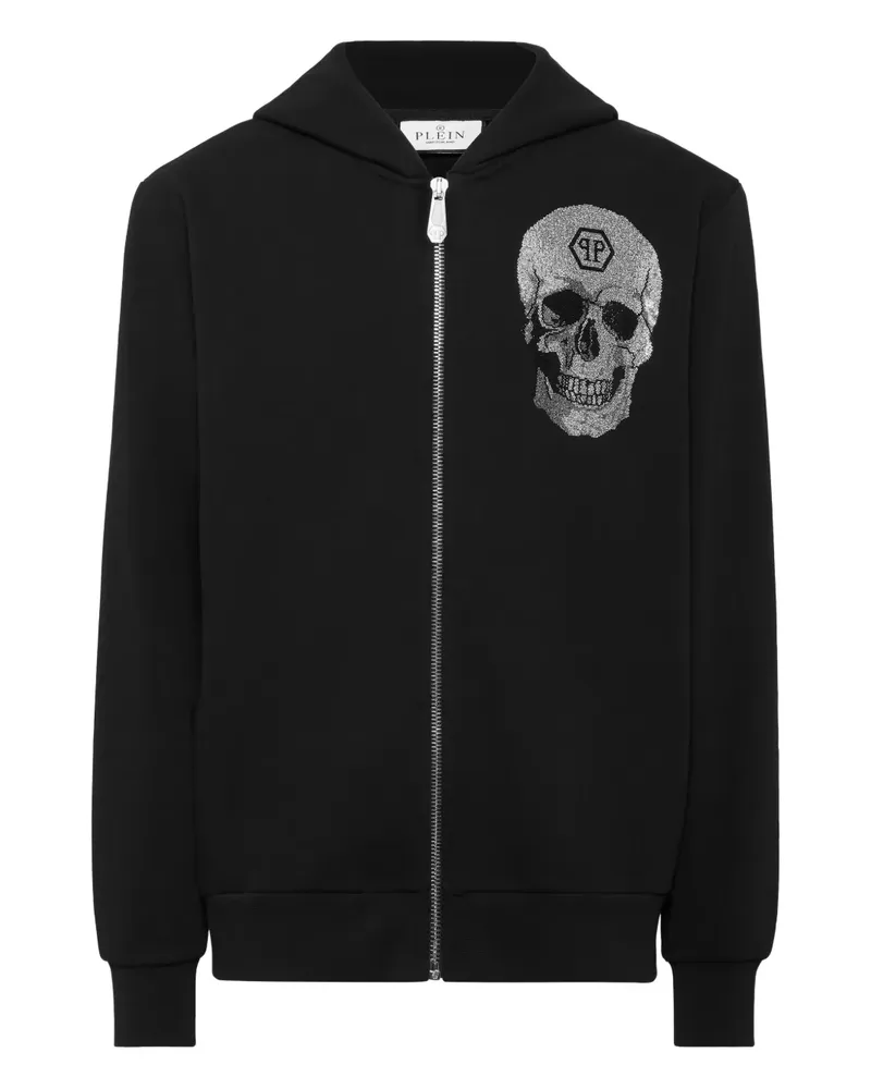 Philipp Plein Kapuzenjacke mit Strass-Totenkopf - Schwarz Schwarz