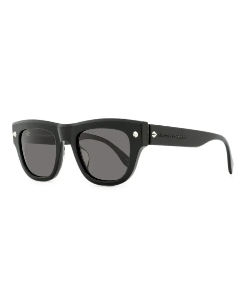Alexander McQueen Eckige Sonnenbrille mit spitzen Nieten - Schwarz Schwarz