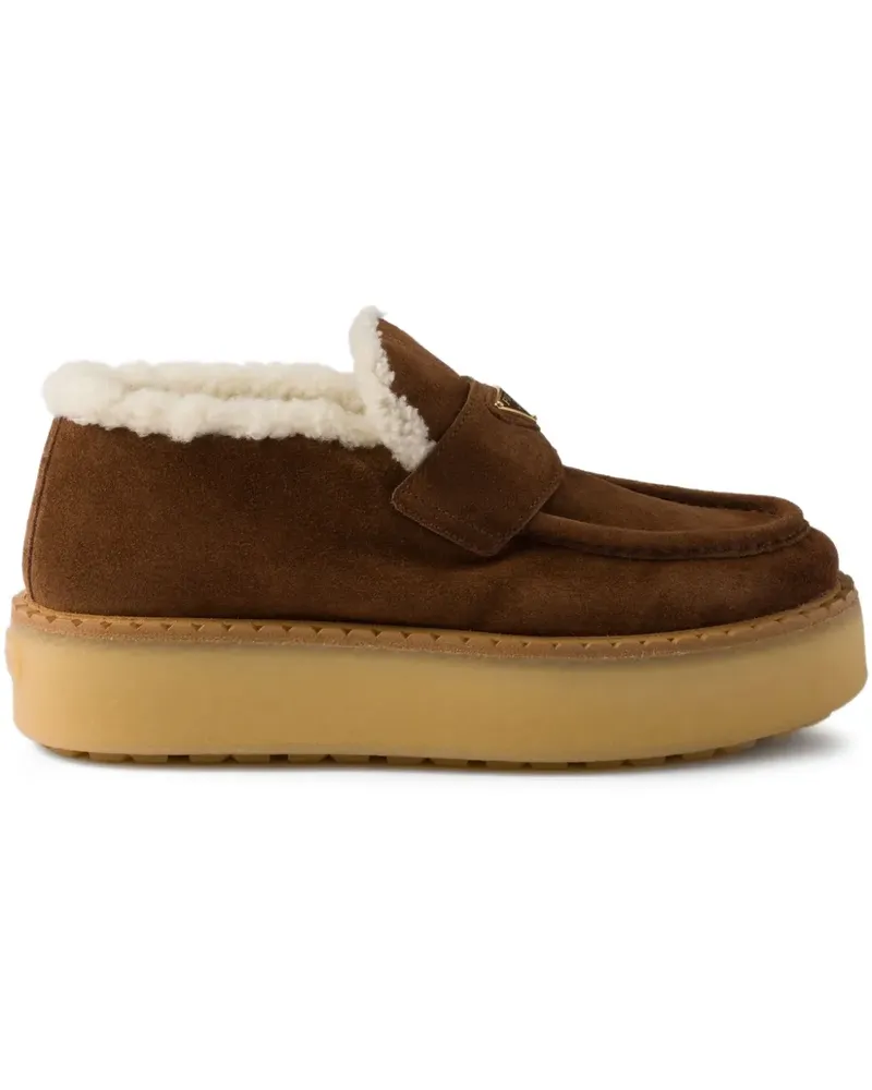 Prada Plateau-Loafer mit Shearling - Braun Braun