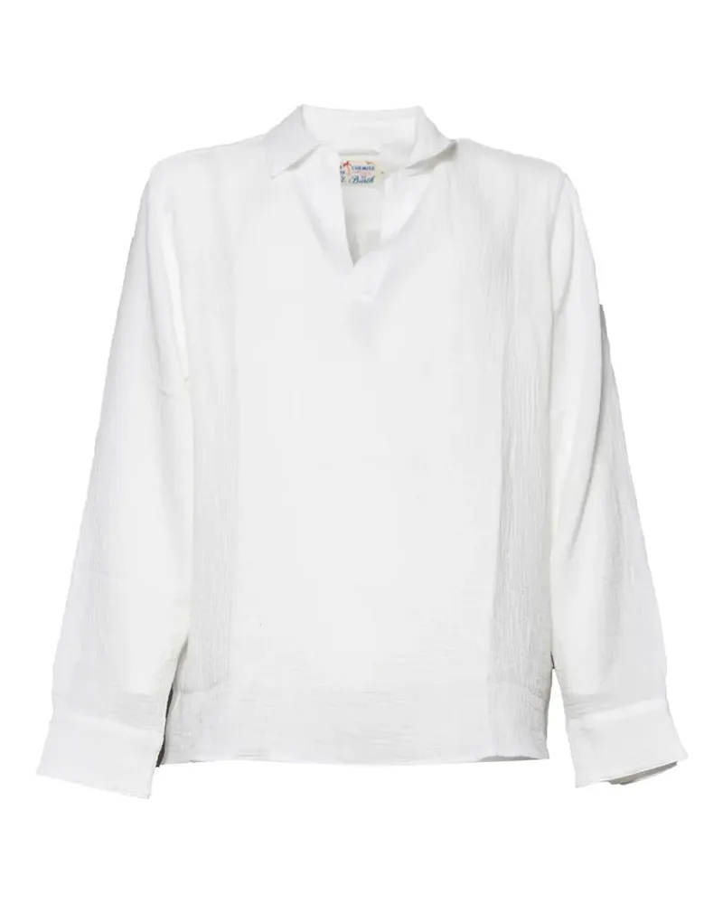 MC2 Saint Barth Ventotene crinkled long-sleeve polo shirt - Weiß Weiß