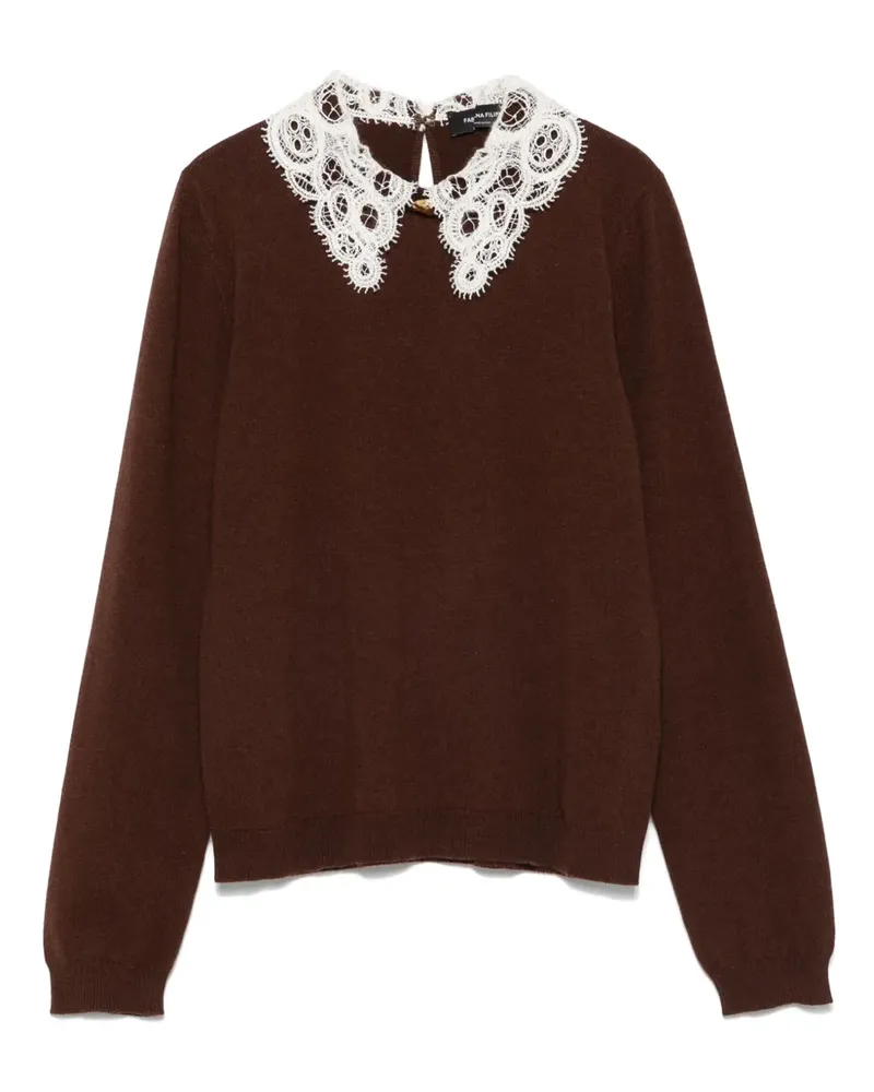 Fabiana Filippi Strickpullover mit Spitzenkragen - Braun Braun