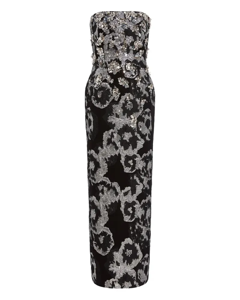 Jenny Packham floral-jacquard maxi dress - Schwarz Schwarz