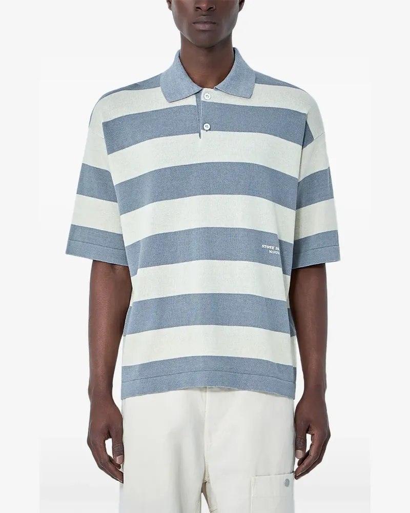 Stone Island striped knit polo shirt - Grau Grau