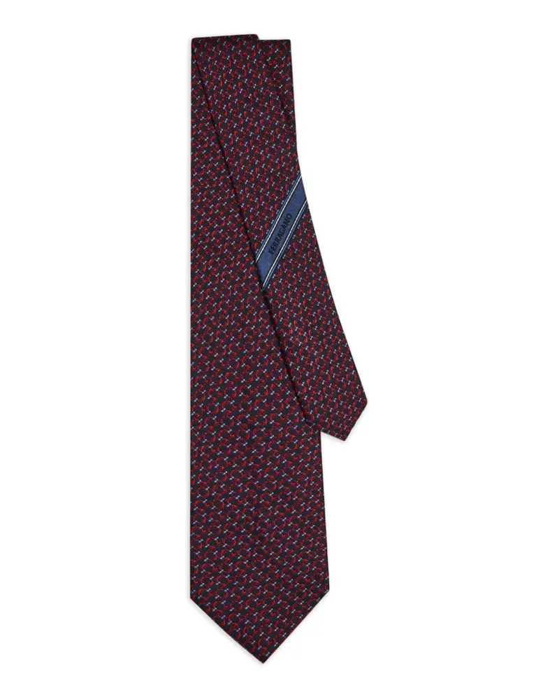 Ferragamo Gancini silk jacquard tie - Blau Blau