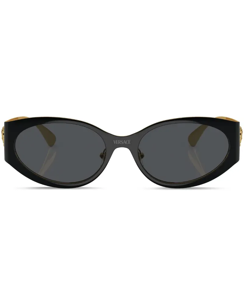 Versace Sonnenbrille mit ovalem Gestell - Schwarz Schwarz