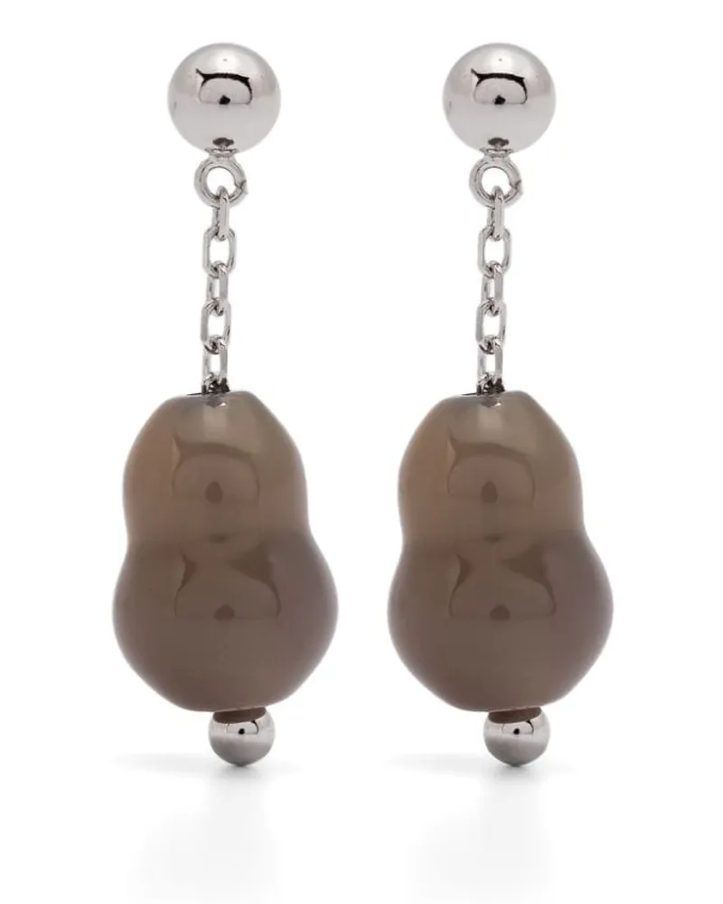 Christophe Lemaire Ohrringe mit facettiertem Schmuckstein - Grau Grau