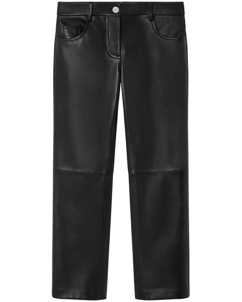 Versace Lederhose mit geradem Bein - Schwarz Schwarz