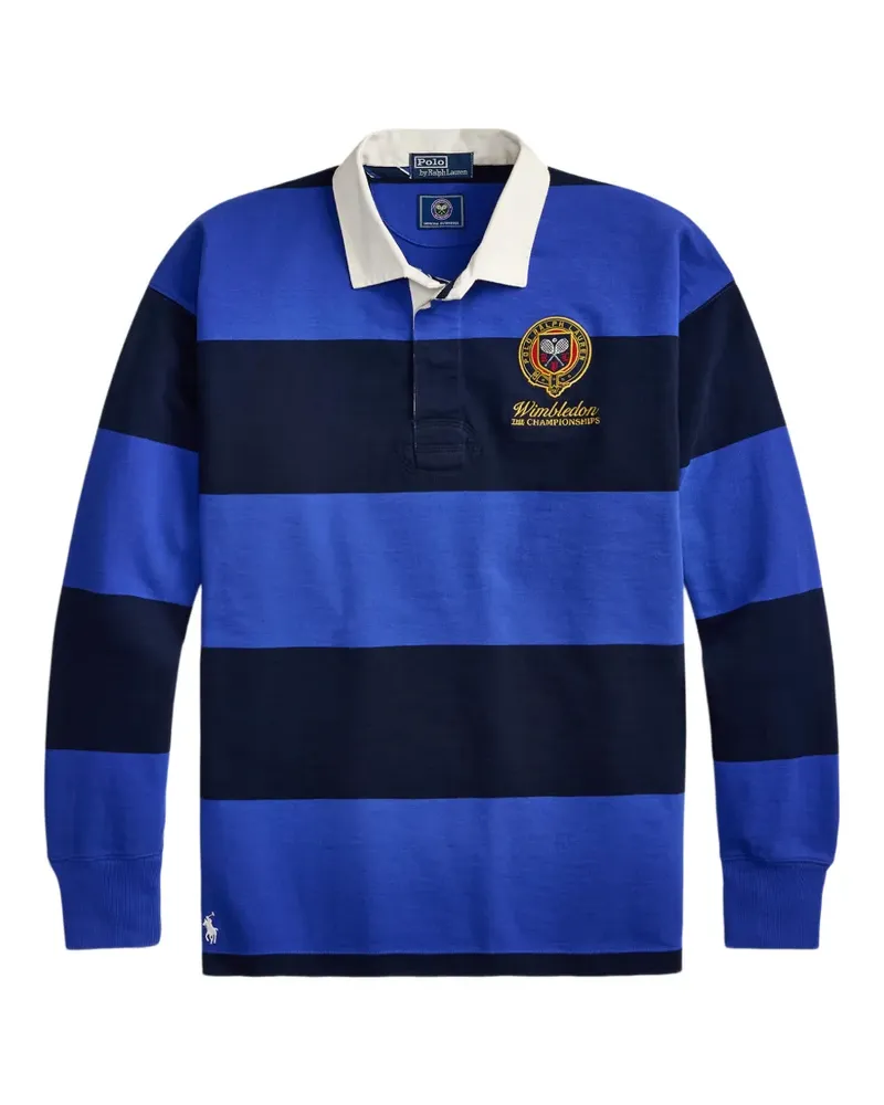 Ralph Lauren Gestreiftes Rugby-Poloshirt mit Stickerei - Blau Blau